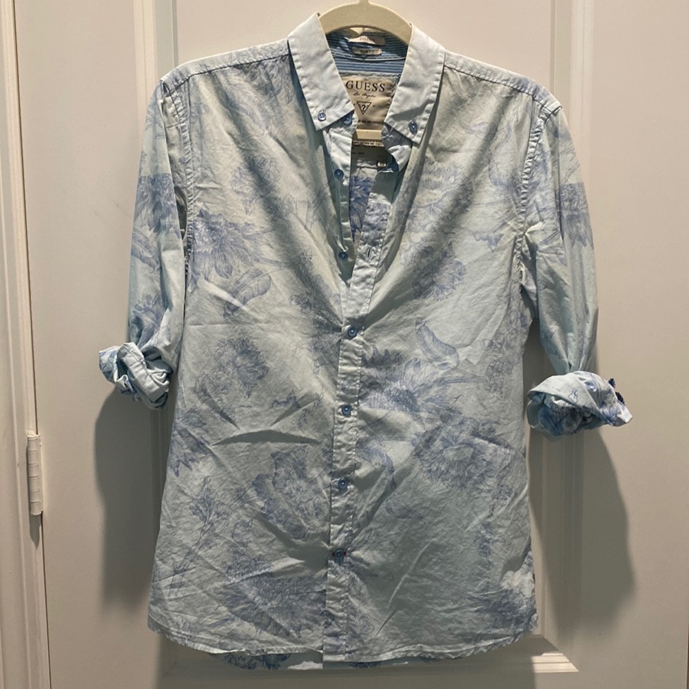 Long sleeve floral print slim fit shirt
